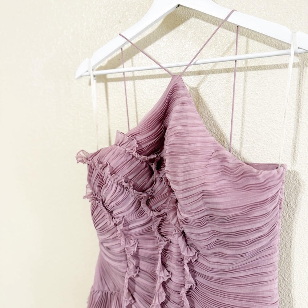 AMUR Lorelie Halter Pleated Rosette Side Gown in Water Hyacinth Viral size 8 US - Picture 12 of 14